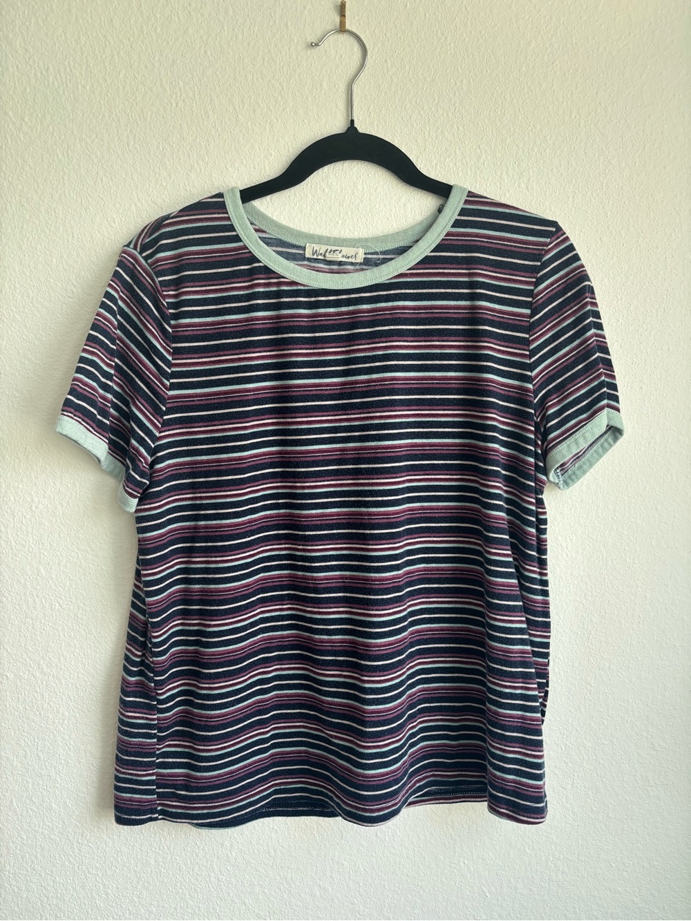 Wallflower Navy, Burgundy & Mint Striped Short Sleeve Tee